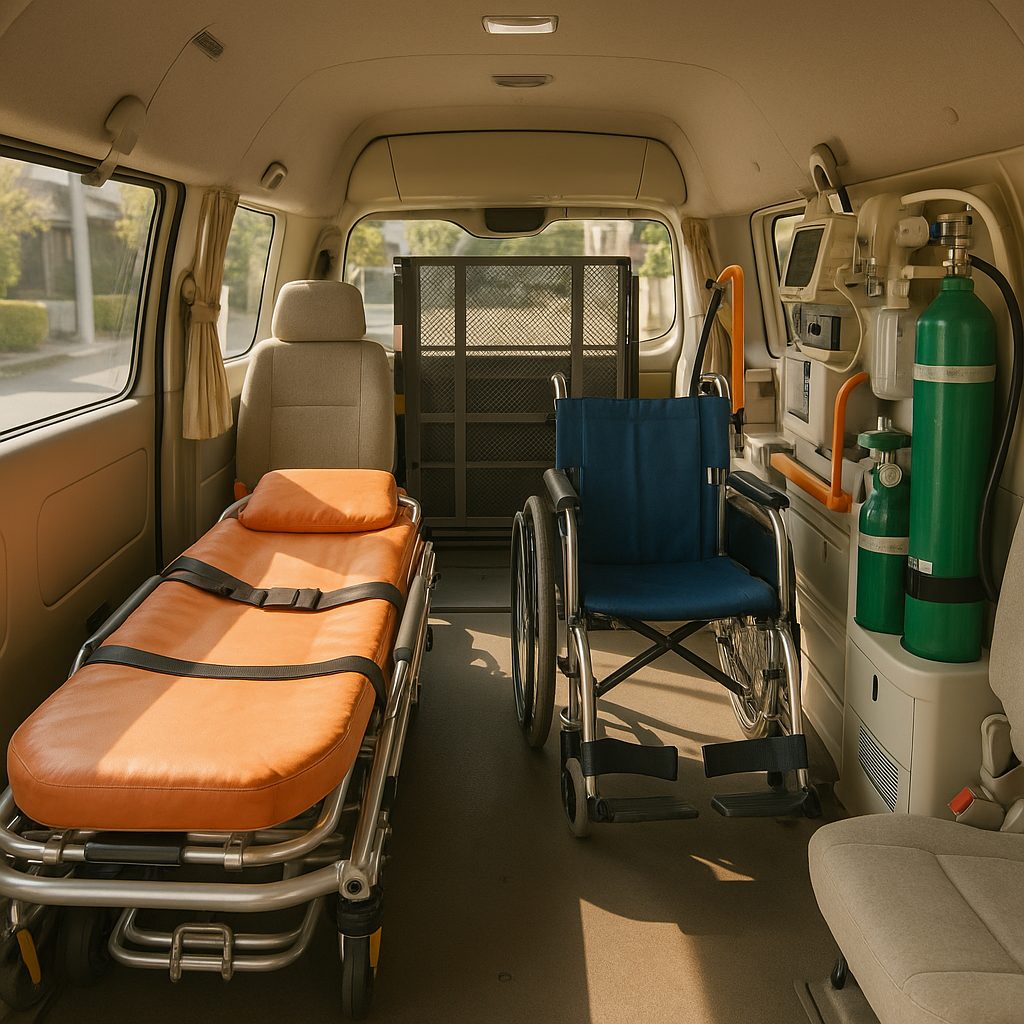 医療機器を備えた福祉車両の車内